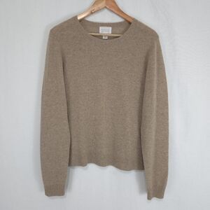 Caslon Women's Tan 100% Cashmere Crewneck Long-sleeve Sweater